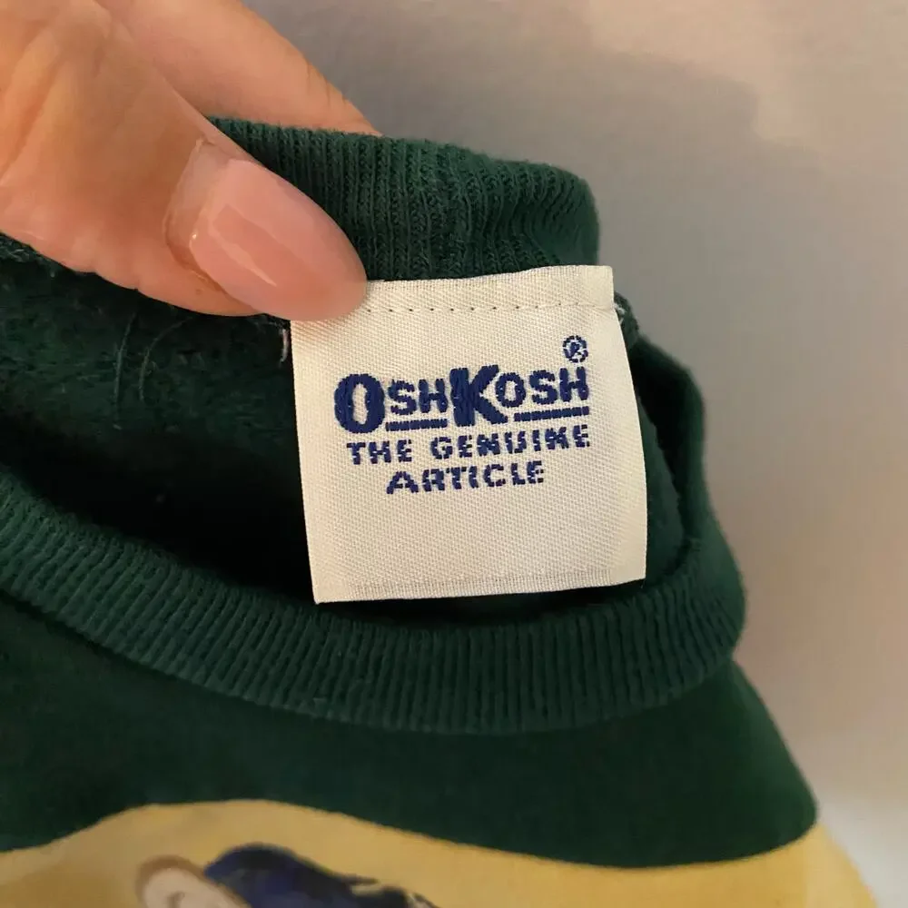 OshKosh Vintage 90s Green Yellow BearGosh Crewneck Sweatshirt Boys' 12 Month